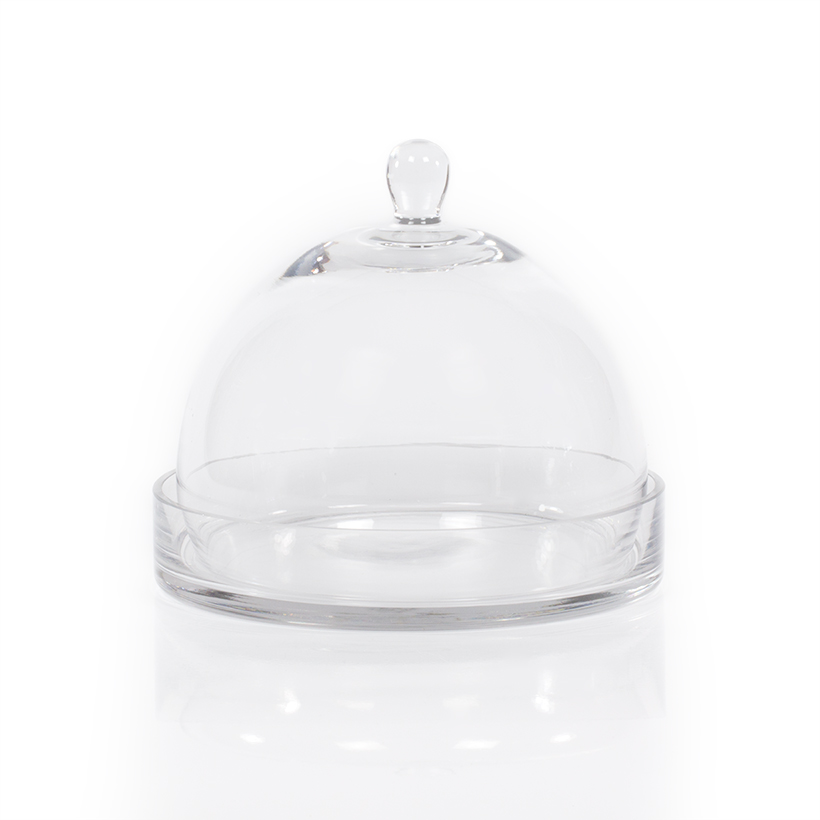 Glass Cloche with Glass Tray, Medium