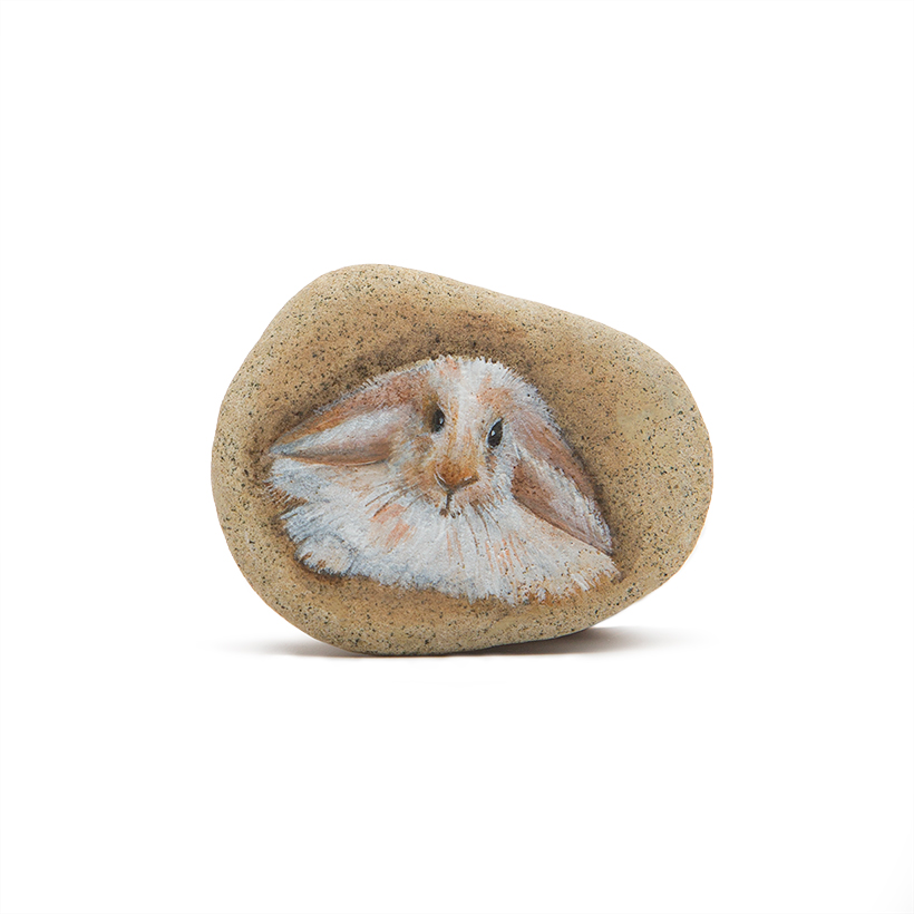 Baby Rabbit Painted Stone