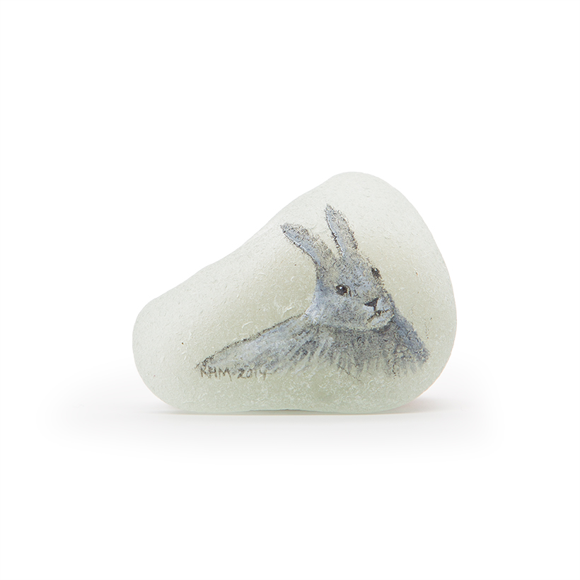 Grey Rabbit Painted Stone